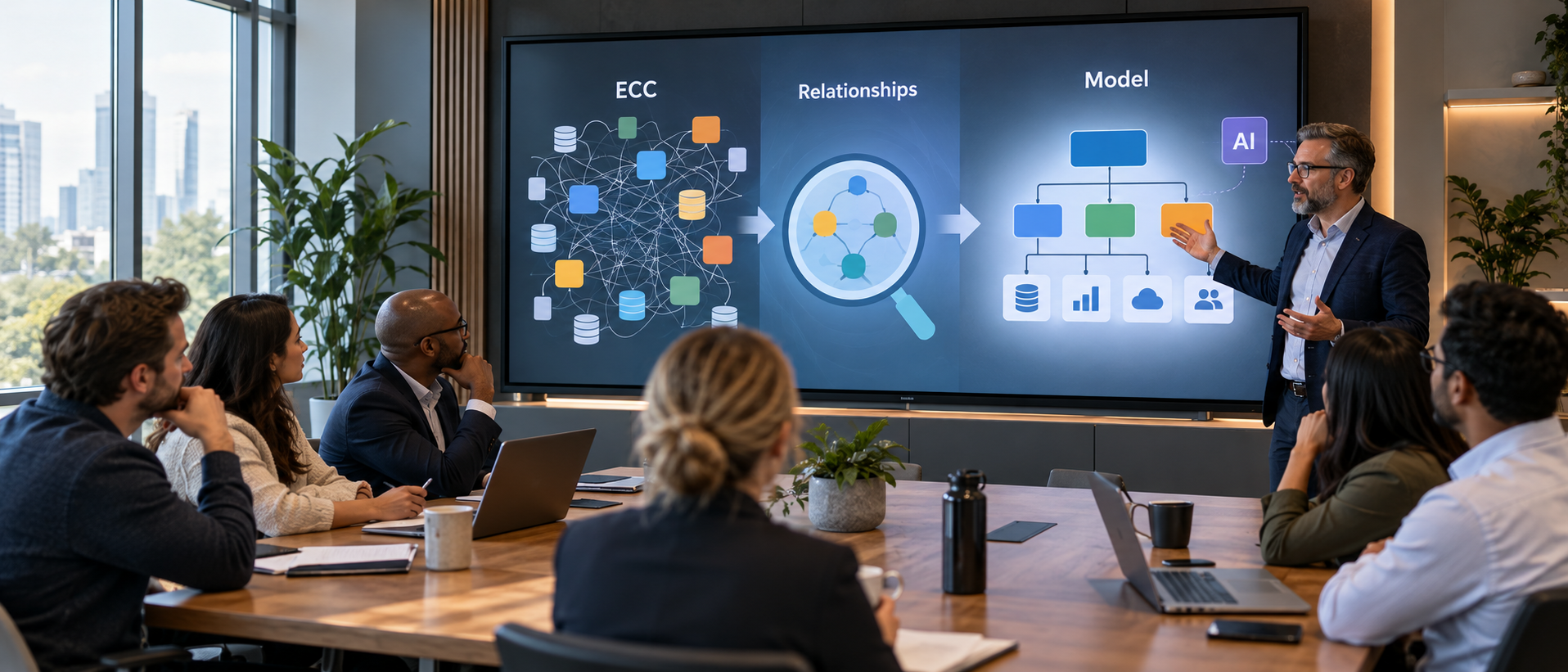 SAP and data professionals reviewing an ECC landscape and modernization approach.